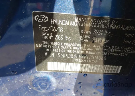 2019 Hyundai Elantra Value Edition z USA, uszkodzony, nr VIN 5NPD84LF4KH404068